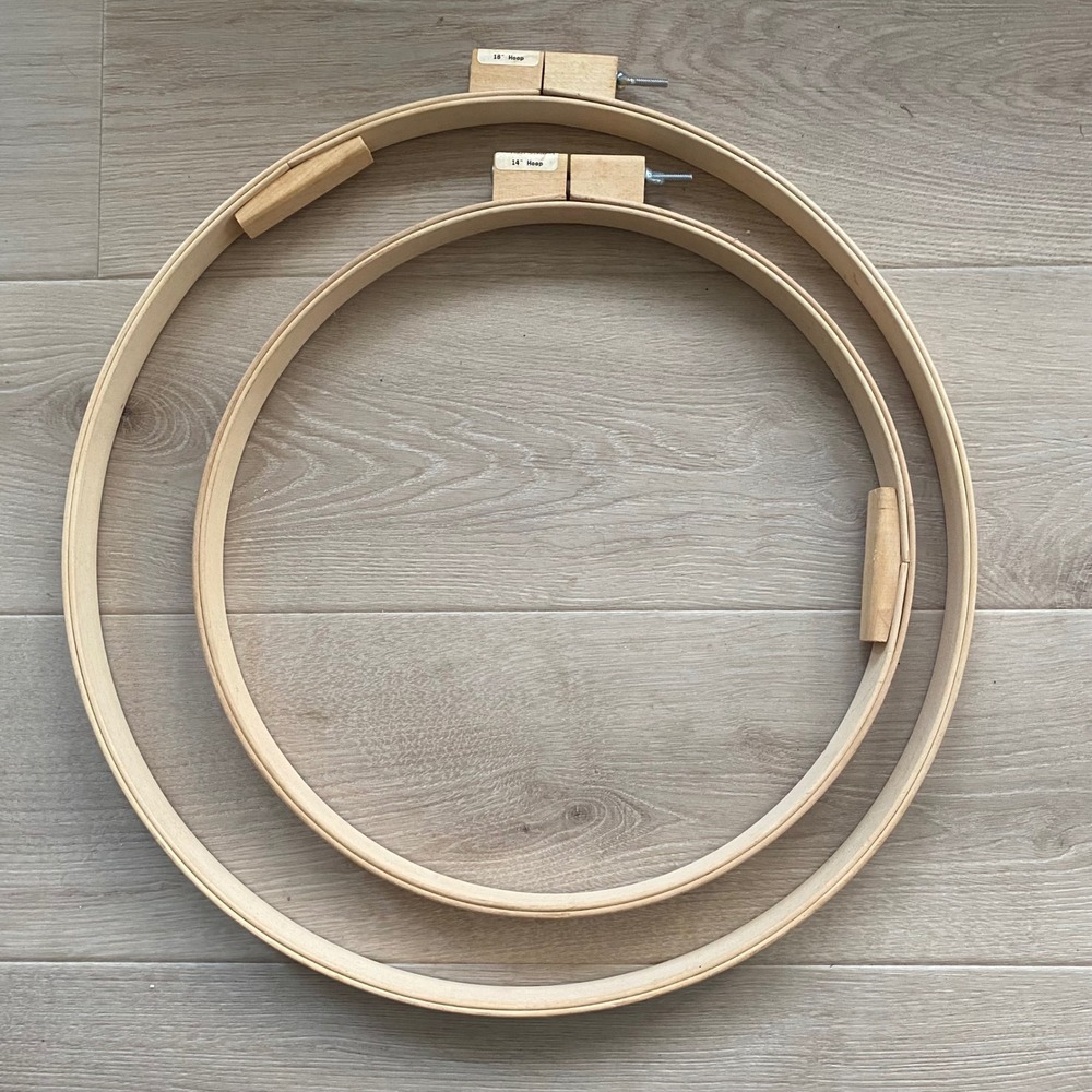 F.A. Edmunds Wood Quilting Embroidery‎ Hoop Set 14" 18" Round Adjustable